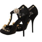 Elegant Crystal-Embellished Mesh T-Strap Pumps