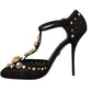 Elegant Crystal-Embellished Mesh T-Strap Pumps