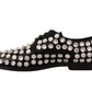 Crystal-Embellished Leather Formal Flats