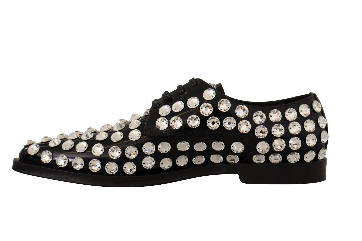 Crystal-Embellished Leather Formal Flats