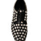 Crystal-Embellished Leather Formal Flats