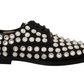 Crystal-Embellished Leather Formal Flats