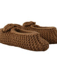 Elegant Wool Knit Ballerina Flats in Brown