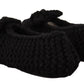 Elegant Black Wool Knit Ballet Flats