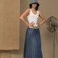 Chic Blue Denim Pleated Skirt