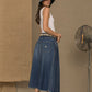 Chic Blue Denim Pleated Skirt