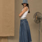 Blue Cotton Women Skirt