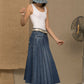 Chic Blue Denim Pleated Skirt