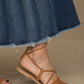 Chic Blue Denim Pleated Skirt