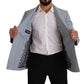 Elegant Slim Fit Light Blue Double Breasted Blazer