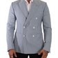 Elegant Slim Fit Light Blue Double Breasted Blazer