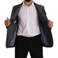 Elegant Slim Fit Two-Button Blue Blazer