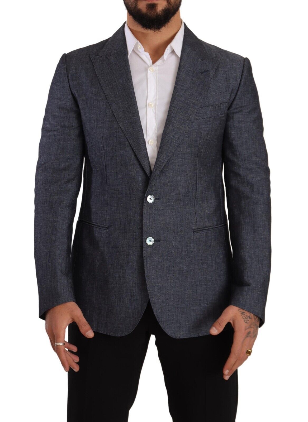 Elegant Slim Fit Two-Button Blue Blazer