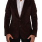 Elegant Brown Corduroy Slim Fit Blazer