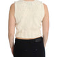 Beige Sleeveless Cotton Blend Vest Sweater