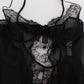 Elegant Black Silk Lace Lingerie Chemise