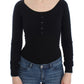 Chic Cropped Black Wool-Cashmere Sweater