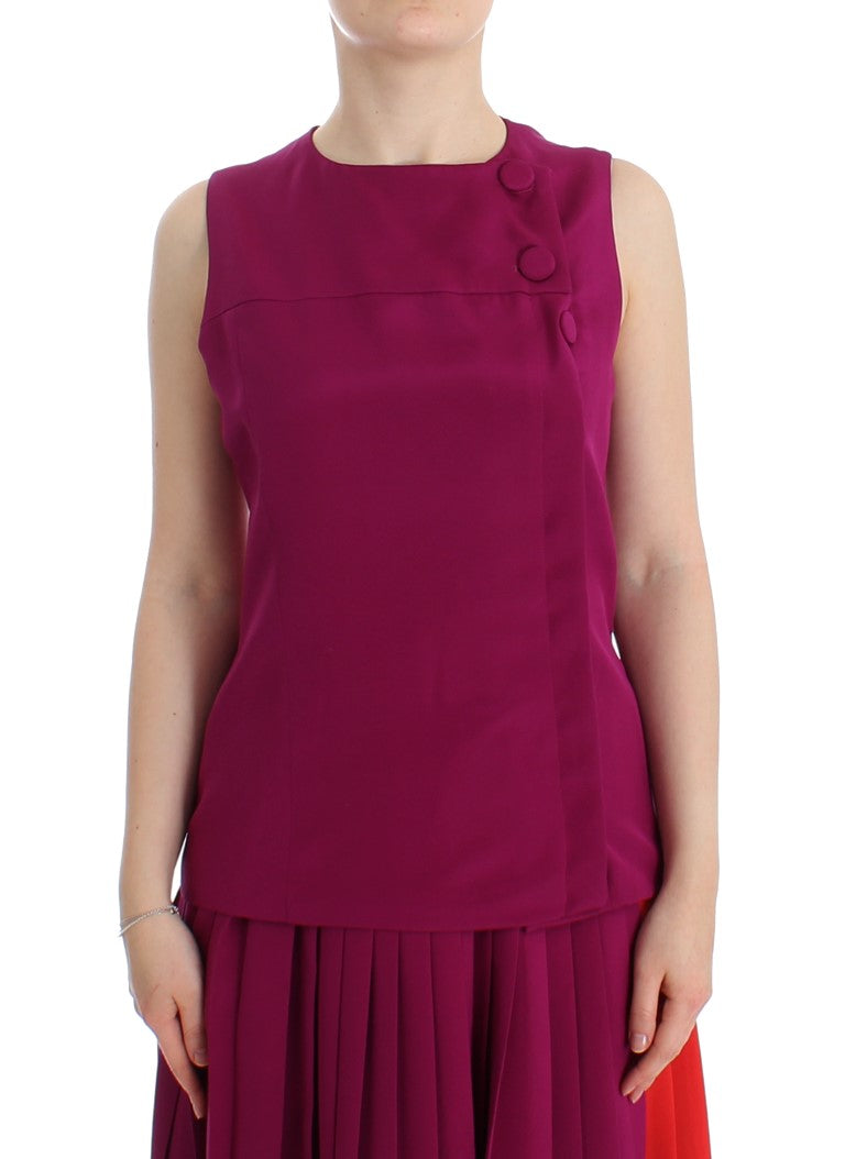 Stunning Silk Sleeveless Purple Blouse