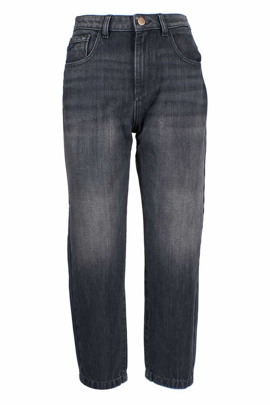 Black Cotton Women High-Waisted Jeans