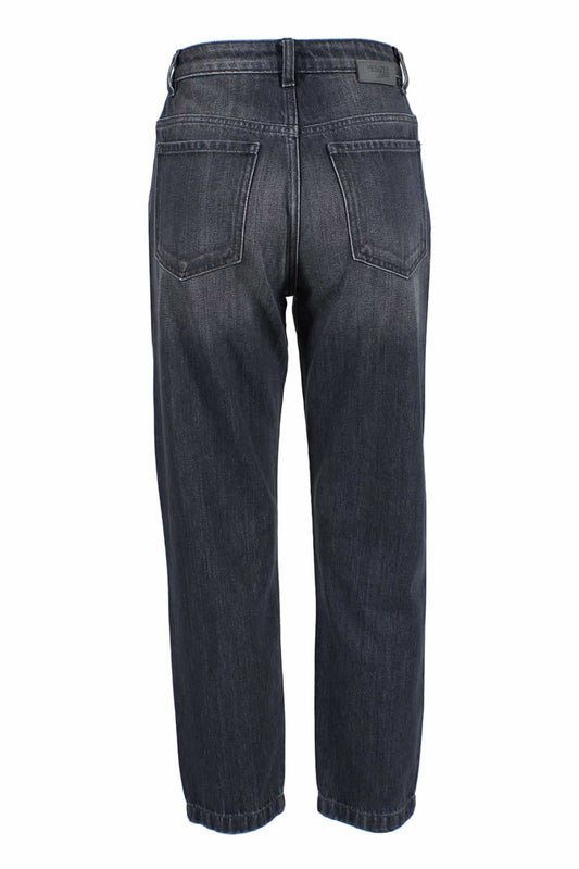 Black Cotton Women High-Waisted Jeans