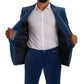 Elegant Velvet Blue Slim Fit Suit