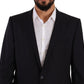 Elegant Navy Slim Fit Wool Silk Two-Piece Suit