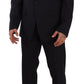 Elegant Navy Slim Fit Wool Silk Two-Piece Suit