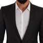 Elegant Black Wool Martini Suit