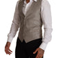 Elegant Single Breasted Dress Vest in Beige