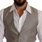 Elegant Single Breasted Dress Vest in Beige