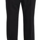 Elegant Black Wool Tuxedo Trousers