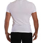 Elegant White Cotton Blend Round Neck Tee