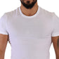 Elegant White Cotton Blend Round Neck Tee