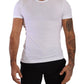 Elegant White Cotton Blend Round Neck Tee