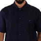 Elegant Navy Blue Button-Down Casual Shirt