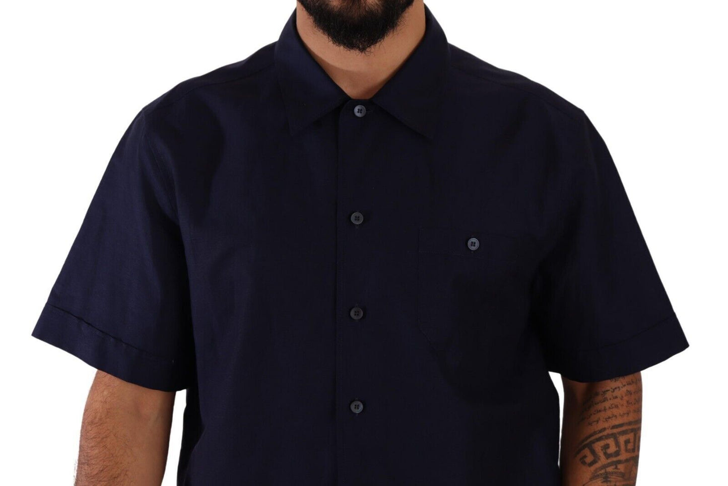 Elegant Navy Blue Button-Down Casual Shirt