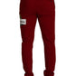 Elegant Red Jogging Pants with Drawstring Closure