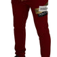 Elegant Red Jogging Pants with Drawstring Closure