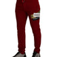 Elegant Red Jogging Pants with Drawstring Closure