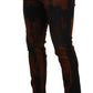 Chic Black Brown Tie-Dye Slim Fit Jeans