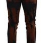 Chic Black Brown Tie-Dye Slim Fit Jeans