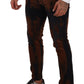 Chic Black Brown Tie-Dye Slim Fit Jeans