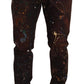 Elegant Multicolored Painted Denim Jeans