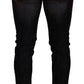 Sleek Striped Black Slim Fit Denim