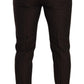 Elegant Brown Striped Woolen Men's Trousers