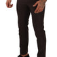 Elegant Brown Striped Woolen Men's Trousers