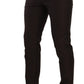 Elegant Brown Striped Woolen Men's Trousers