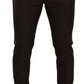 Elegant Brown Striped Woolen Men's Trousers