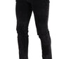 Sleek Slim-Fit Designer Jeans in Black Gray