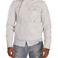 Exquisite White Leather Biker Jacket